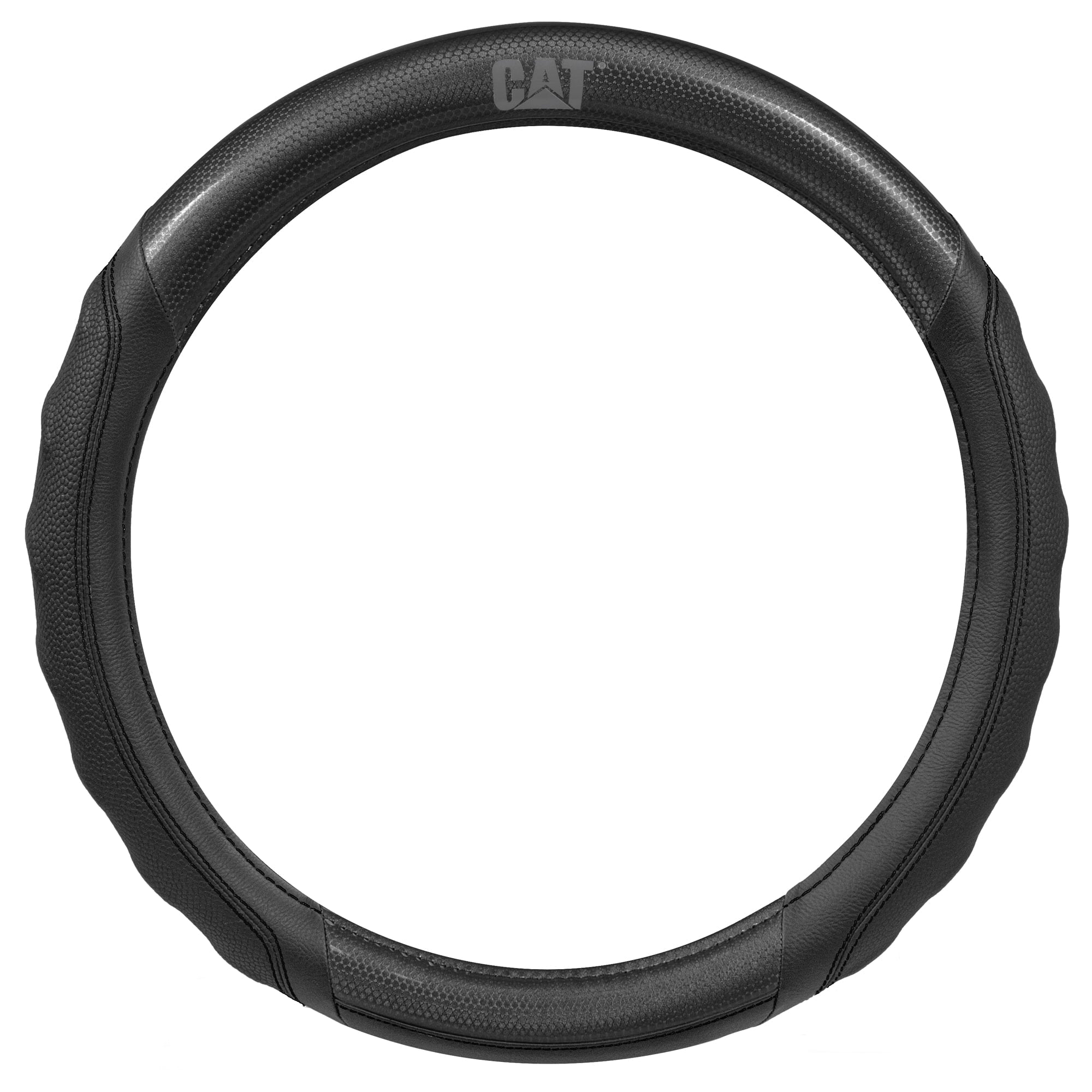 Caterpillar Two Tone Carbon Fiber Grip Steering Wheel Cover – Size 14.5-15.5 in. 1 lbs. (Black)