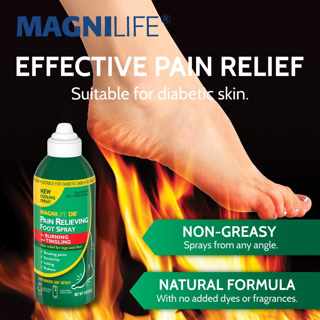 MagniLife DB Pain Relieving Foot Spray Calms Burning and Tingling, 3 oz