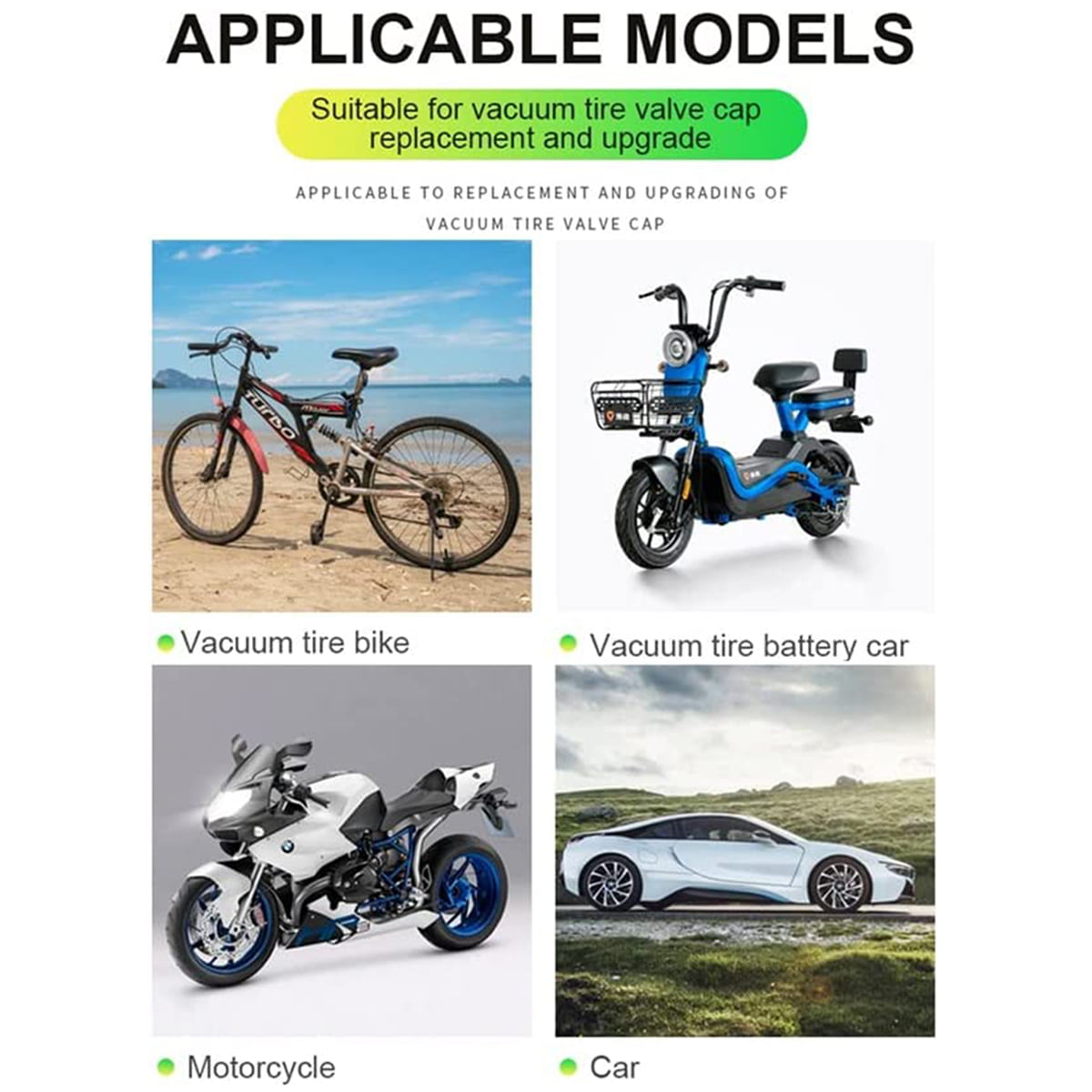 Glowing Tire Valve Stem Caps - Universal Tyre Valve Stem Caps with Light in Dark, Leakproof Seal (12pcs)