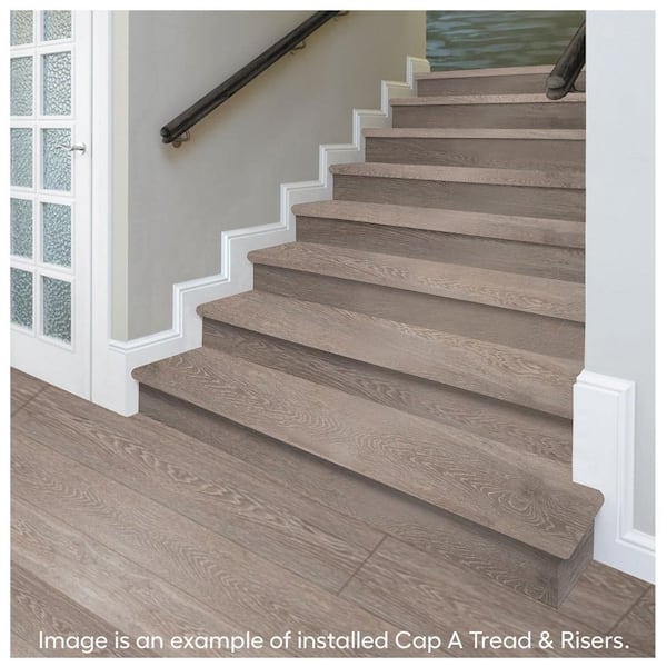 Boca De Yuma 47 in. L x 12.15 in. W x 2.28 in. T Laminate Stair Tread and Reversible Riser Kit Adhesive