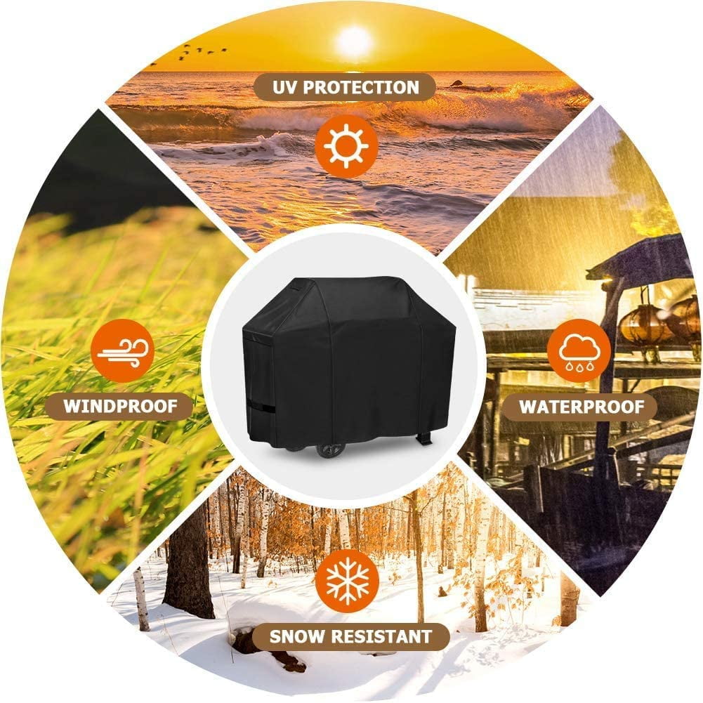 iCOVER 600D Grill Cover - 60 inch Heavy Duty Barbeque Gas Grill Cover 600D Canvas Waterproof No Fading Smoker BBQ Covers, for Weber,Char Broil, Holland, Jenn Air, Brinkmann