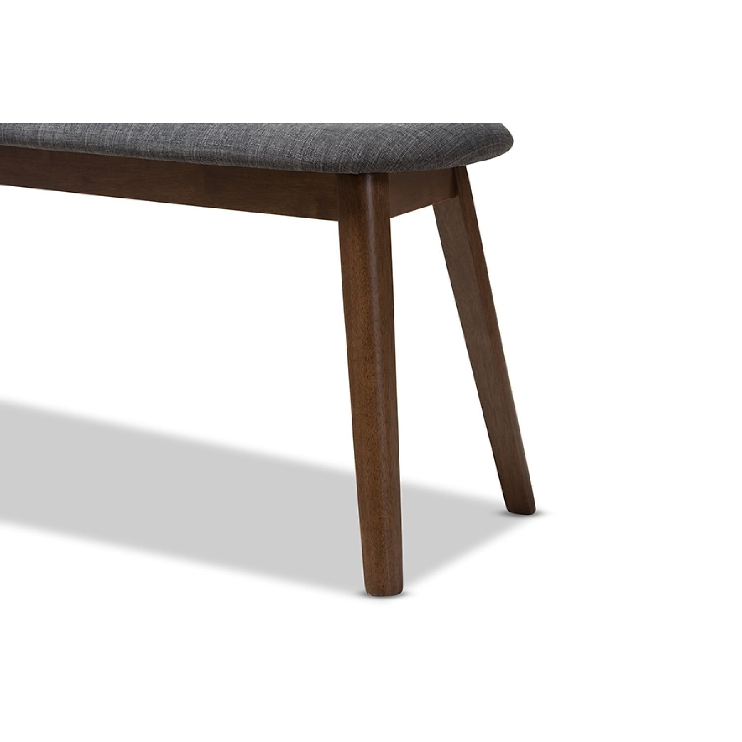 Baxton Studio Easton Mid-Century Modern Dark Grey Fabric Upholstered Walnut Finished Wood Bench
