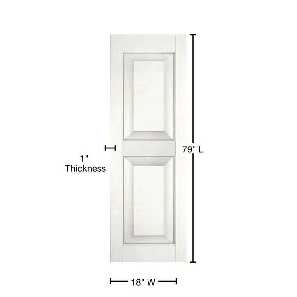 18 in. x 79 in. Exterior Real Wood Sapele Mahogany Raised Panel Shutters Pair White
