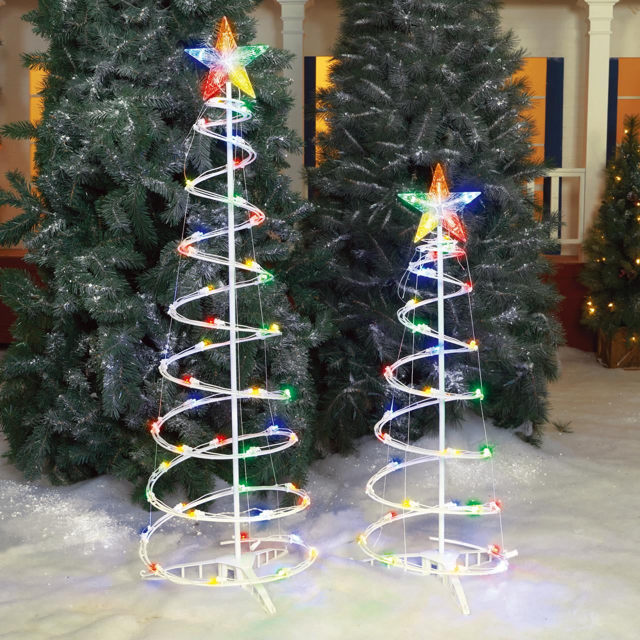 Light-up Multi-Color LED Spiral Christmas Trees, Set of 2, by Holiday Time