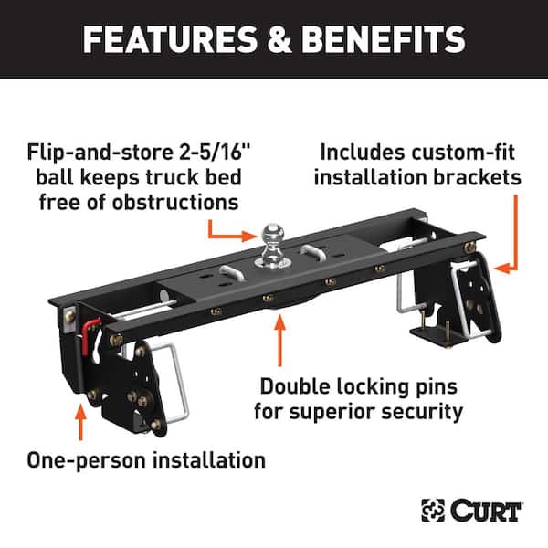 Double Lock EZr Gooseneck Hitch Kit with Brackets, Select Dodge, Ram 2500, 3500