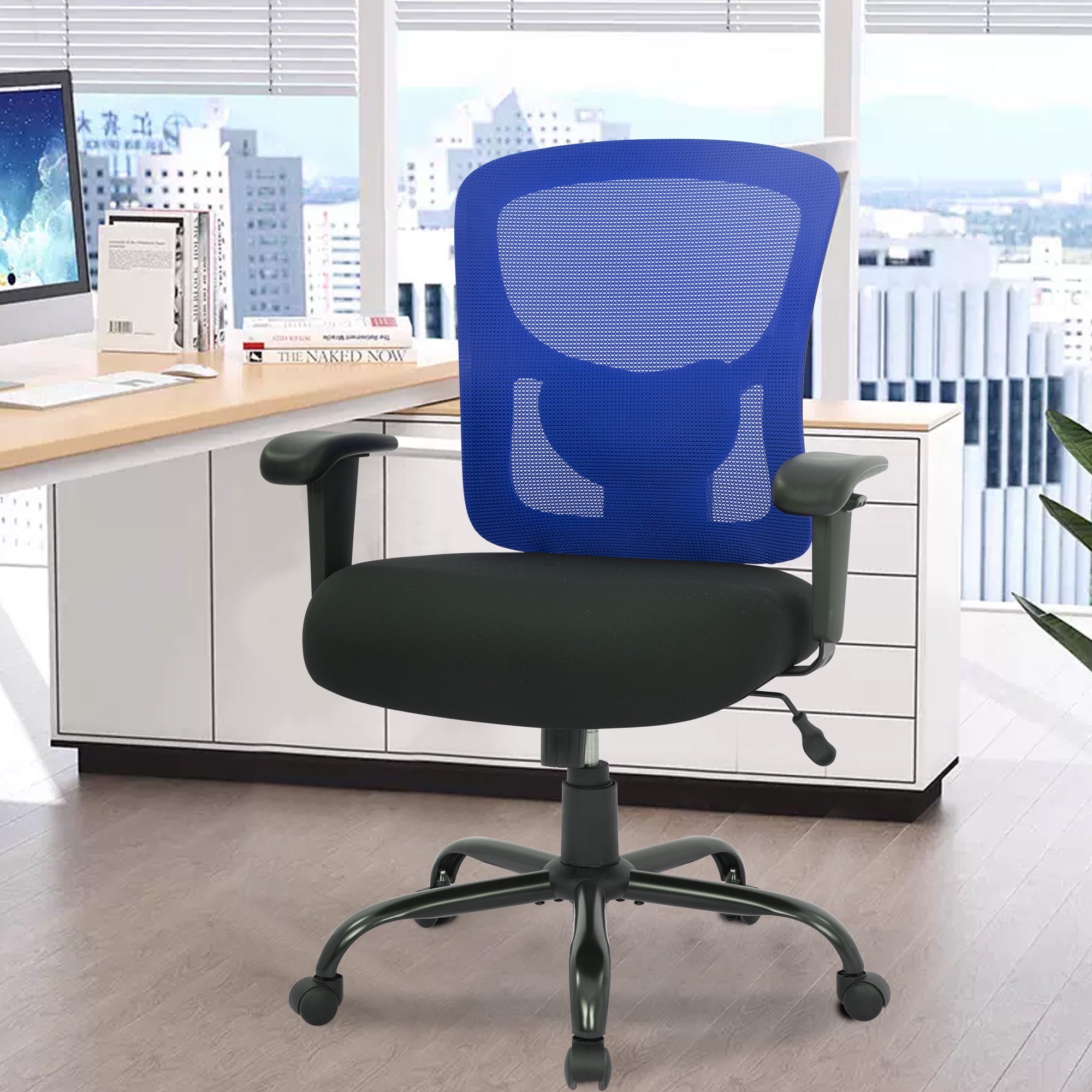 PayLessHere Ergonomic Desk Chair Office Chair Computer Chair 400lbs with Lumbar Support Wide Seat Adjust Arms Rolling Swivel High Back Task Executive Big and Tall Office Chair for Home Office，Blue