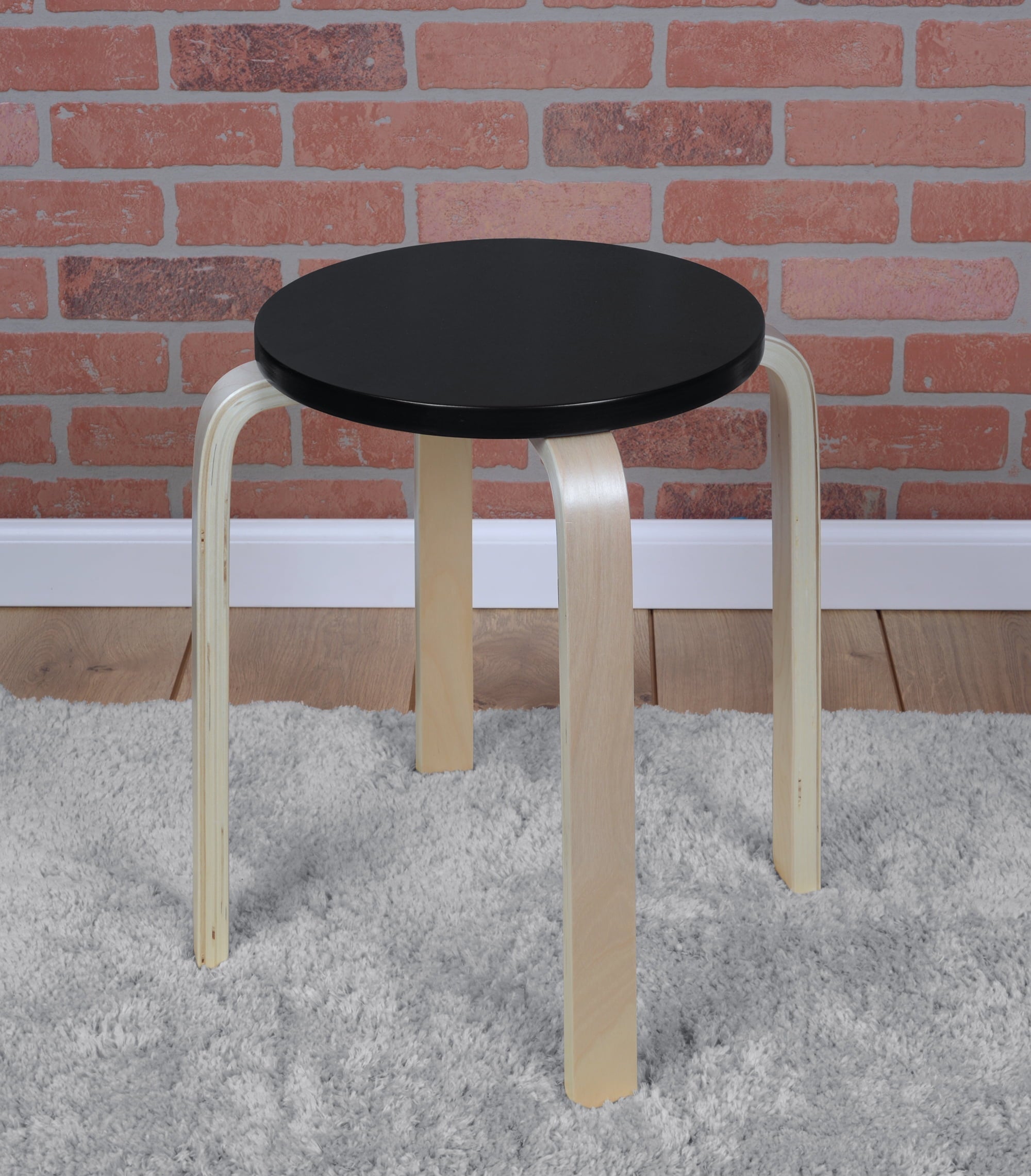 Niche Mia Modern Bentwood Round Side Table/Stool- Natural/Black