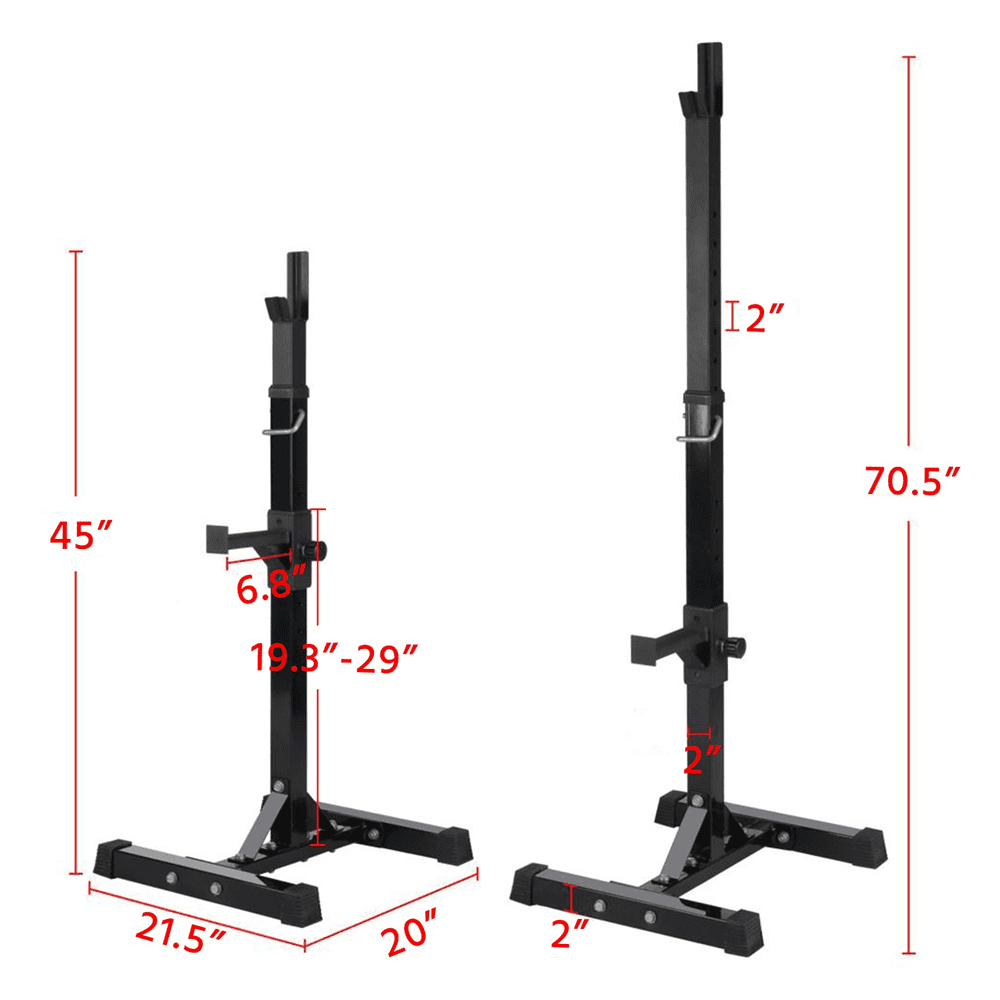 Yaheetech 2 Pieces Adjustable Rack Standard Solid Steel Squat Stands Barbell Free Press Bench