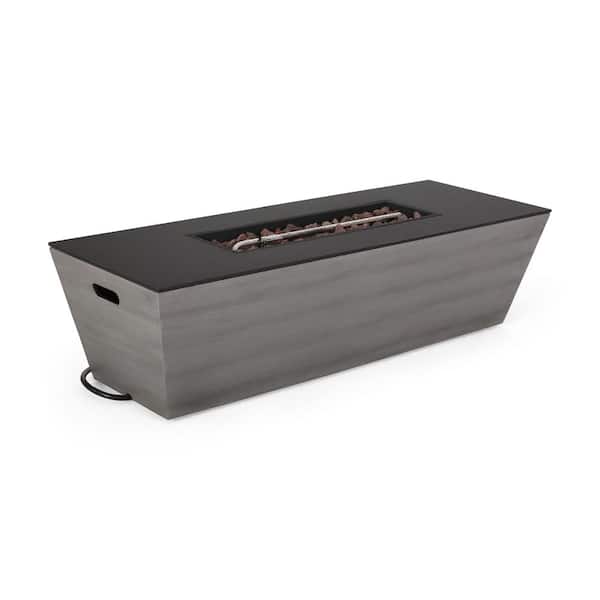 Warren Dark Gray and Black Rectangular Stone Fire Pit (No Tank Holder)