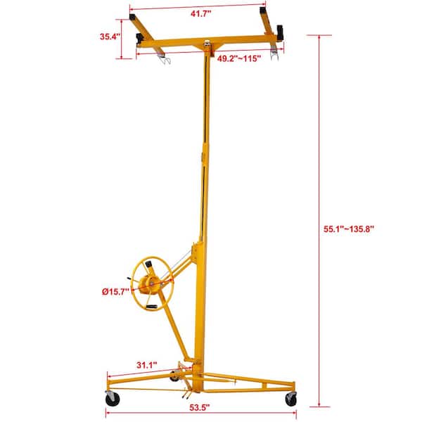 11 ft. Yellow Drywall Lift Panel Lift Drywall Panel Hoist Jack Lifter
