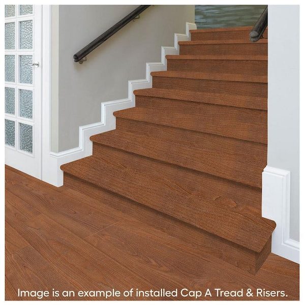 Cherry Lane Oak 47 in. L x 12.15 in. W x 2.28 in. T Laminate Stair Tread and Reversible Riser Kit Adhesive