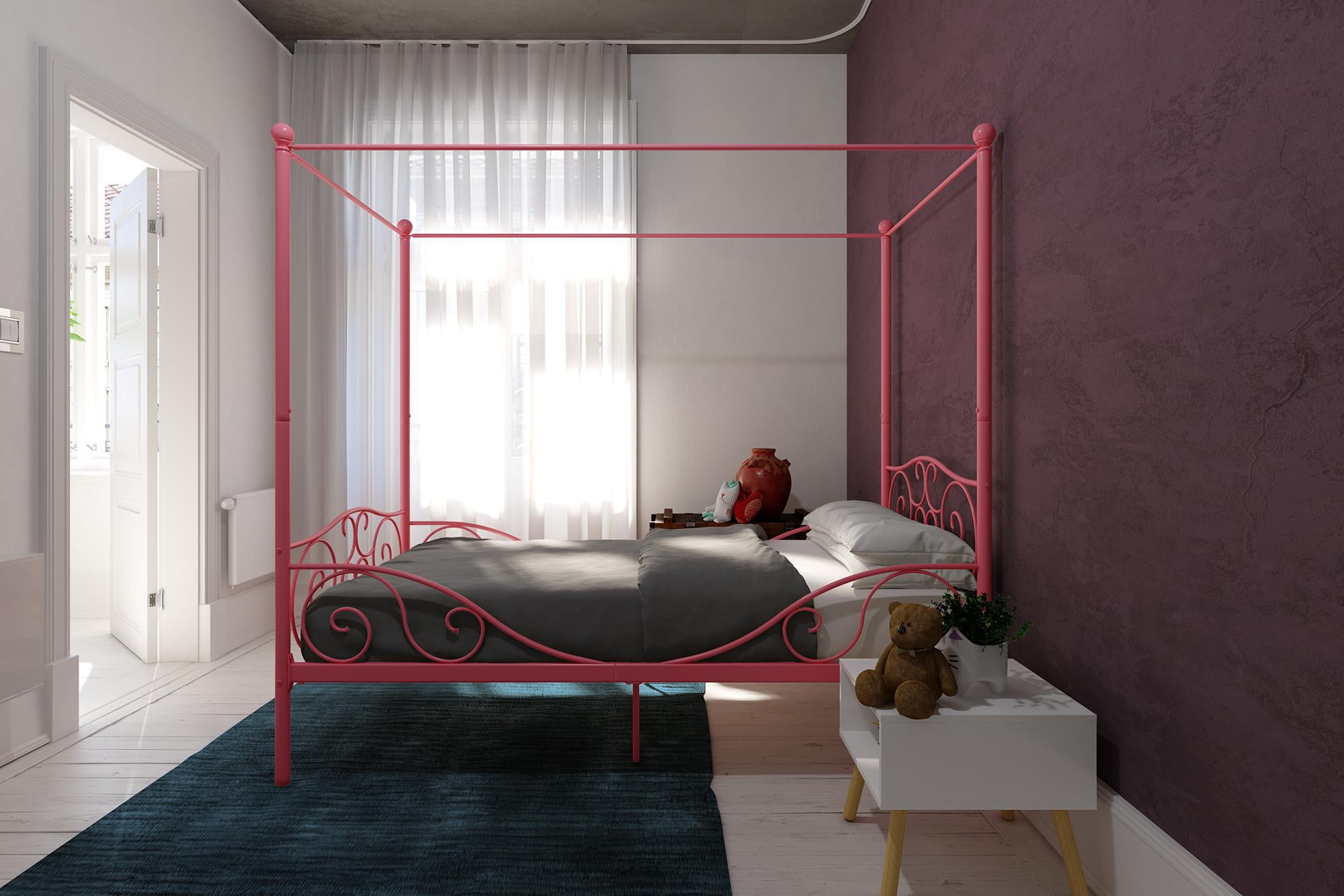 DHP Canopy Metal Bed, Twin, Pink