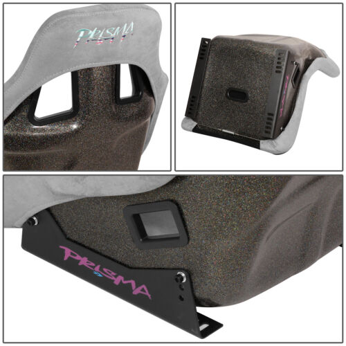 NRG INNOVATIONS GREY FIBER GLASS FRAME ALCANTARA PRISMA FIXED RACING BUCKET SEAT