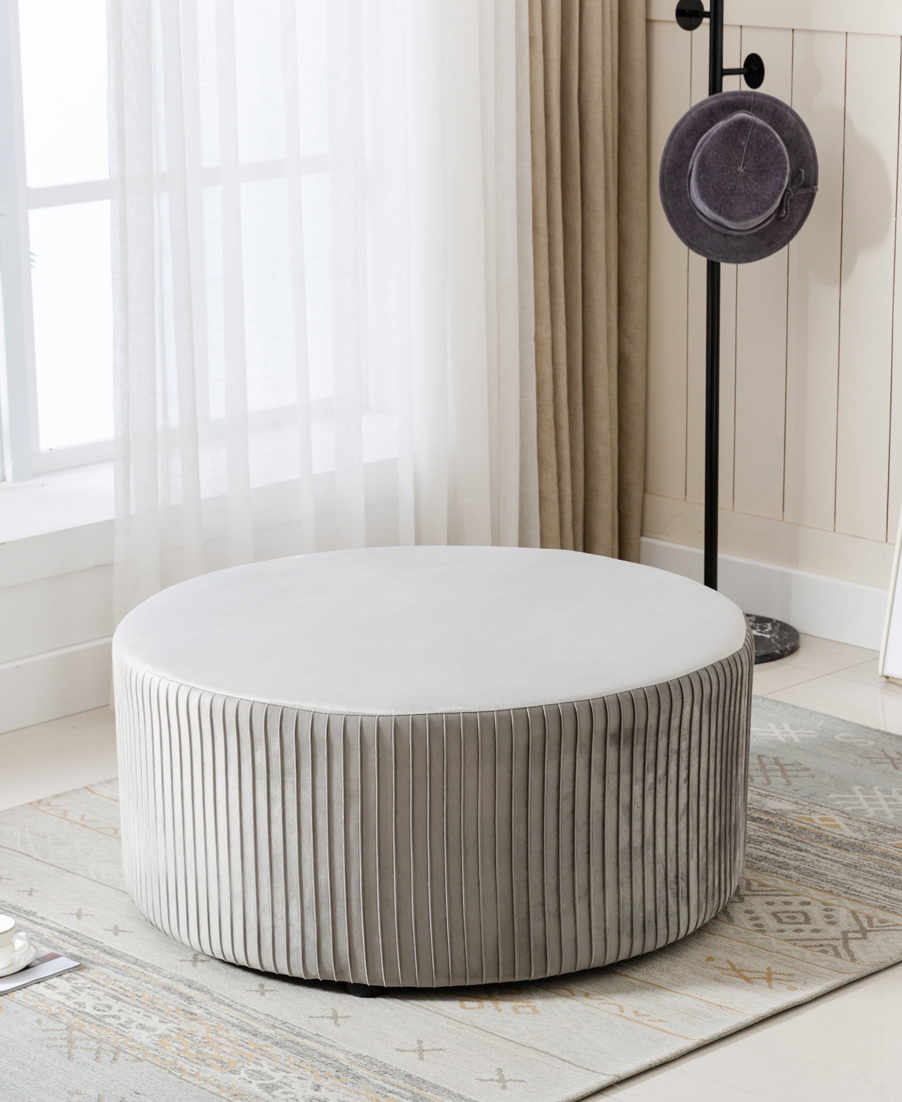 ACEssentials Emerson Round Ottoman in Gray