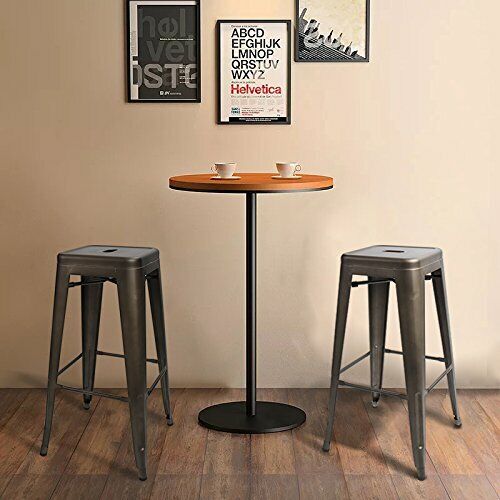 30 Inches 4 Metal Bar Stools Stackable High Backless Lightweight Rubber Feet