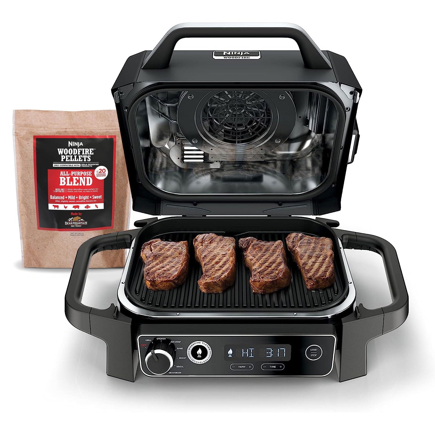 Restored Ninja OG751BRN Woodfire Pro Outdoor Grill and Smoker with Temperature Probe (Refurbished)