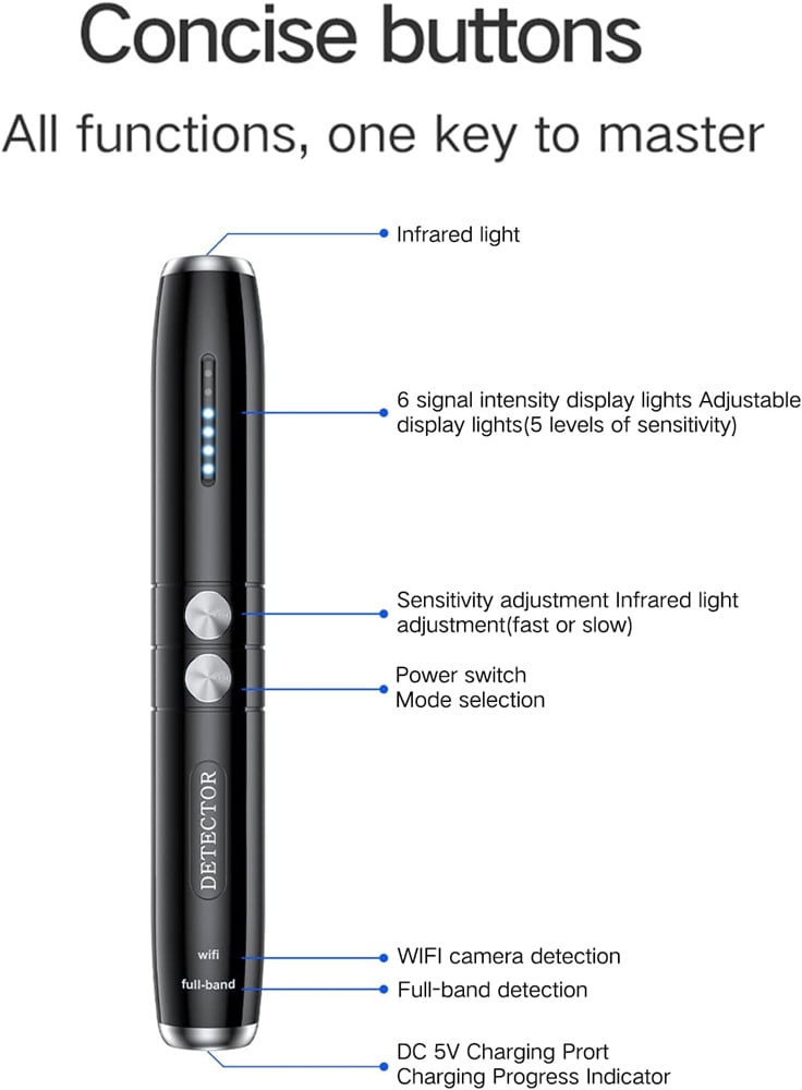 Hidden Devices Detector, GPS Tracker Detector, Camera Detector Finder, Bug Detector, Listening Device Detector, RF Signal Detector, Camera Bug Finder for Car Office Home Travel