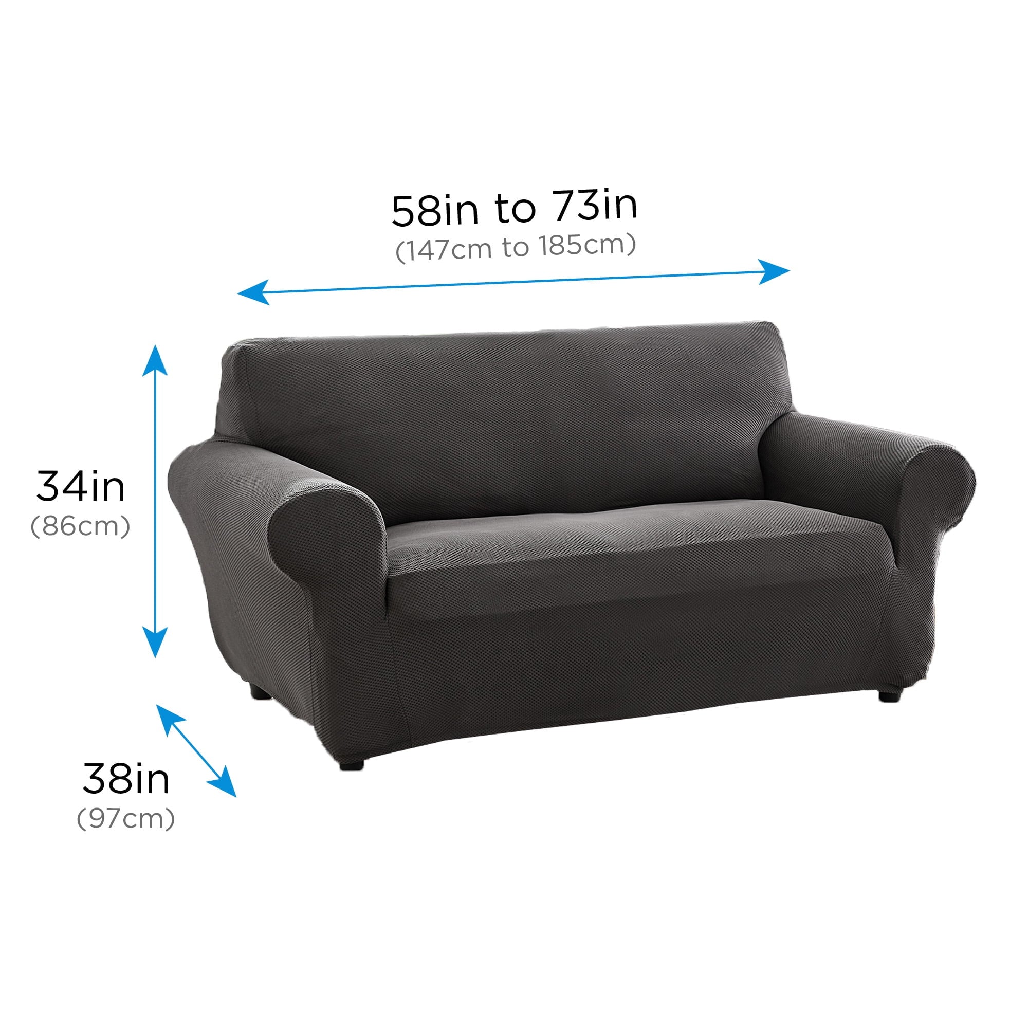 Mainstays Pixel Stretch Fabric Loveseat Slipcover, Gray, 1-Piece