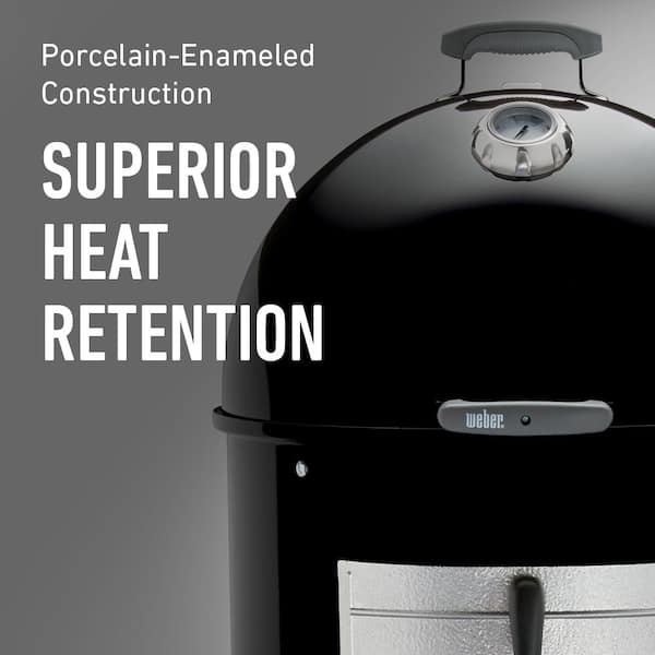 22 in. Smokey Mountain Cooker Smoker in Black with Cover and Built-In Thermometer