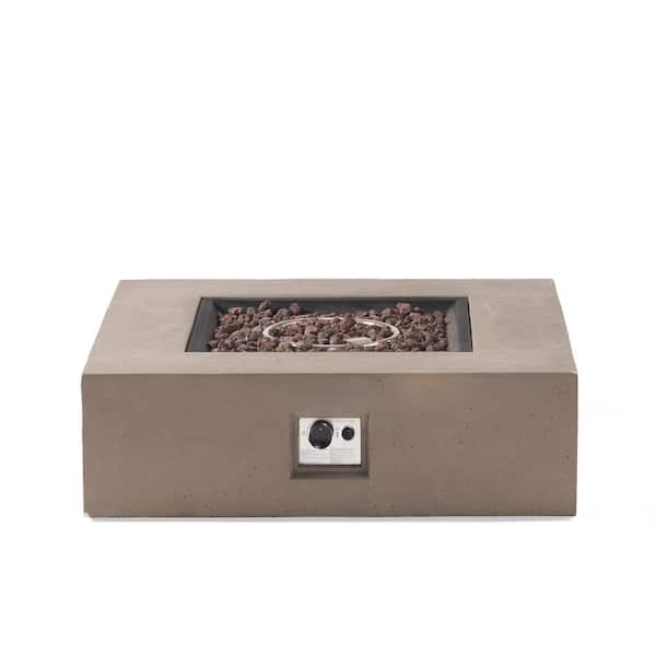 Mayfair Light Gray Square Stone Fire Pit (No Tank Holder)