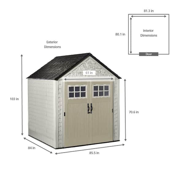 7 ft. W x 7 ft. D Durable Weather Resistant Plastic Outdoor Storage Shed, Sand 0.58 sq. ft.