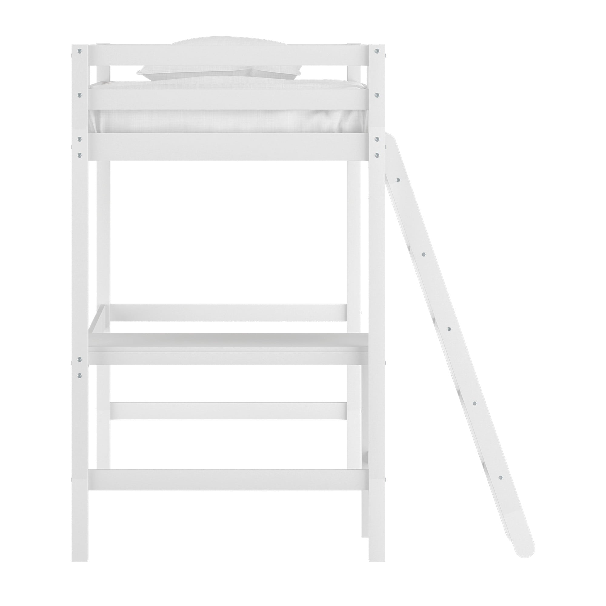 Hillsdale Campbell Wood Twin Loft Bunk Bed with Desk, White