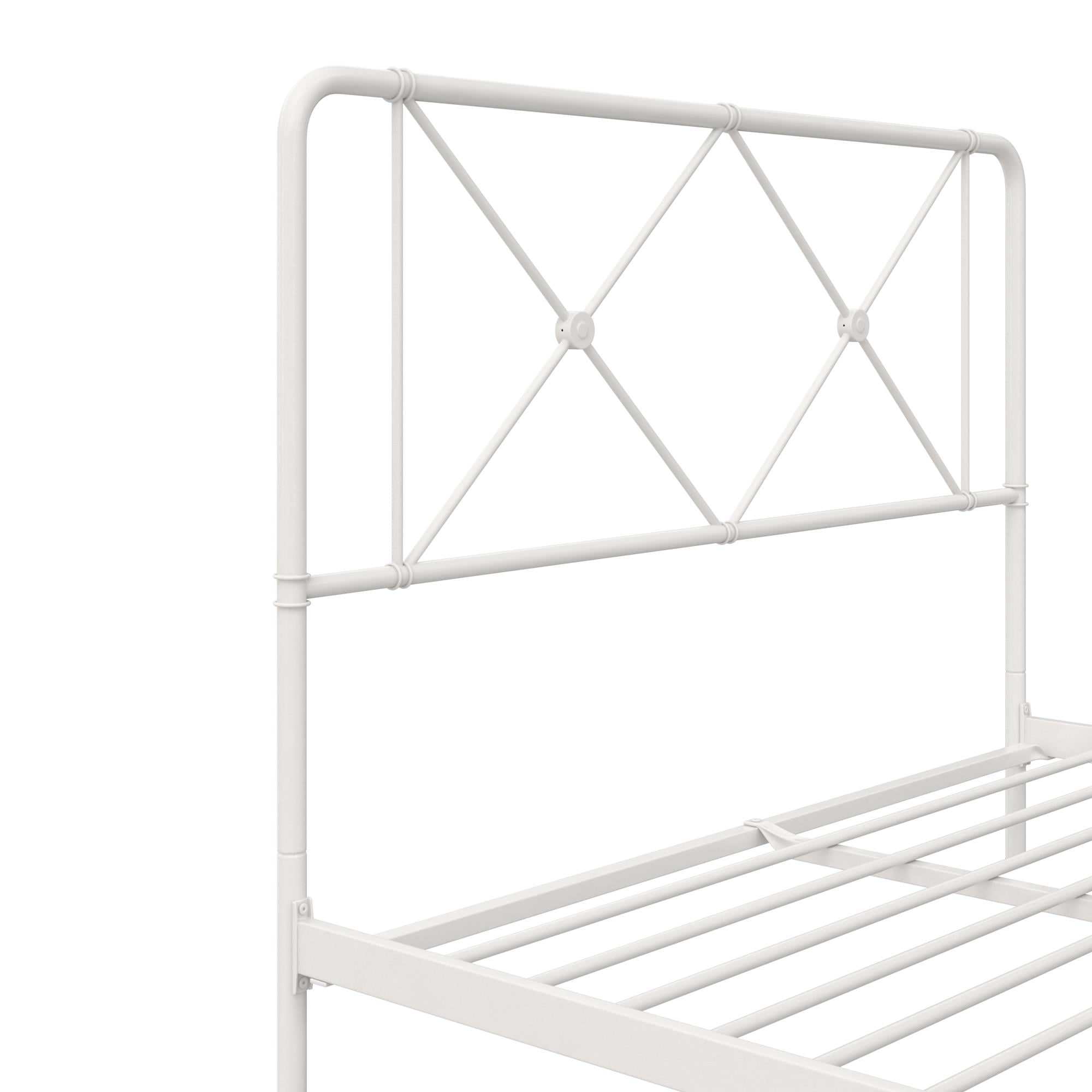 DHP Ally Metal Farmhouse Bed, Full, White