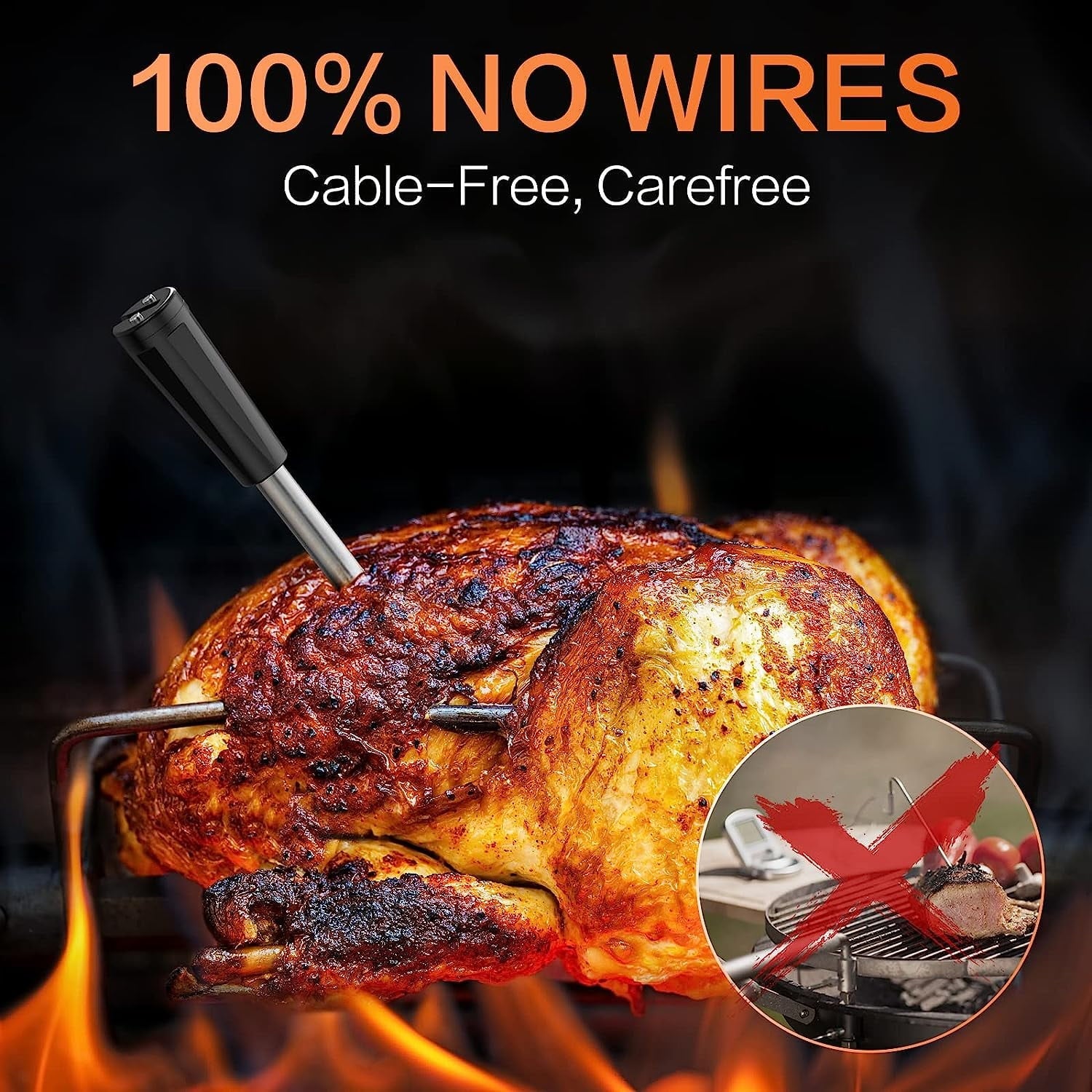 Smart Bluetooth Wireless Meat Probe Thermometer, Cincofelia Food Thermometer with Wireless Range, APP Control, BBQ Meat Thermometer for Grilling