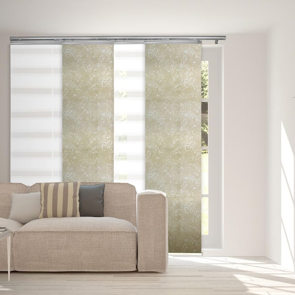 Extendable 48 in. to 88 in. W x 94 in. H, Panel Width 23.5 in. 4-Panel Light Filtering Single Rail Panel Track