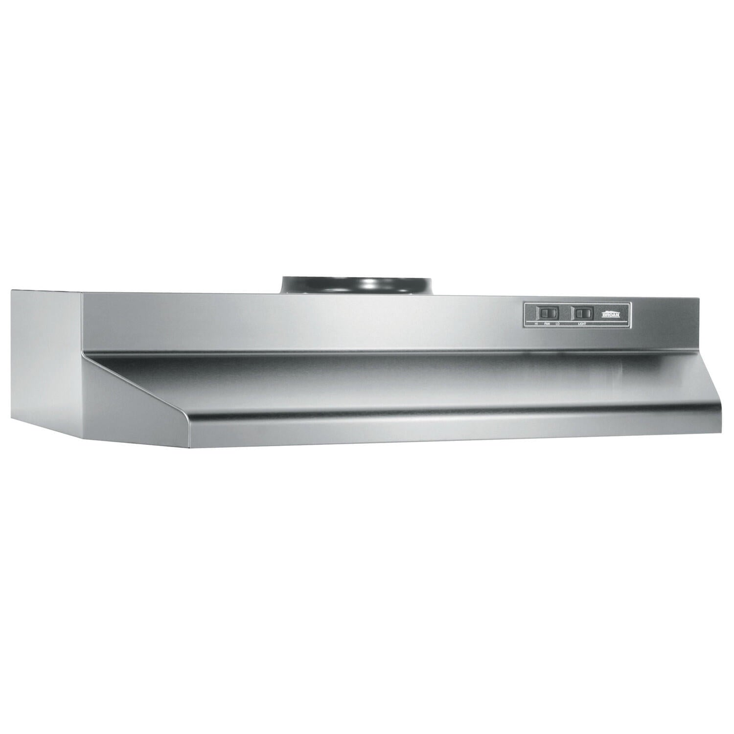 Broan 30-Inch 2-Speed Under-Cabinet Round Range Hood, Stainless Steel, 190 Cfm