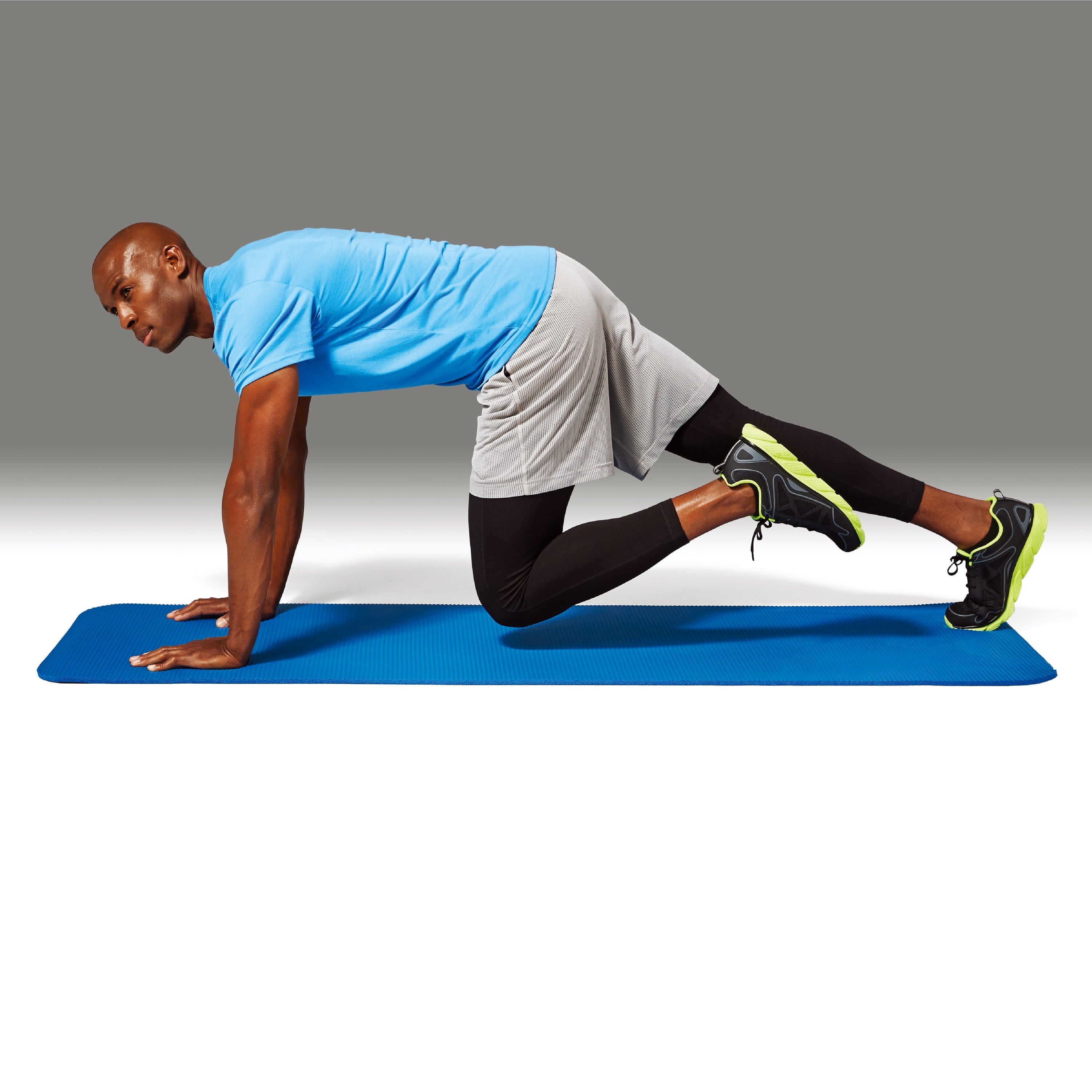 Athletic Works Two Tone Fitness Mat, 10mm, 72inx24in, Blue Color, NBR Foam, with Carry Strap