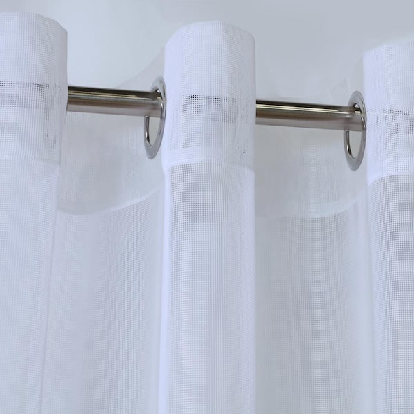 No Se'em 50 in. W x 96 in. L White Sheer Grommet Indoor and Outdoor Curtain Panel