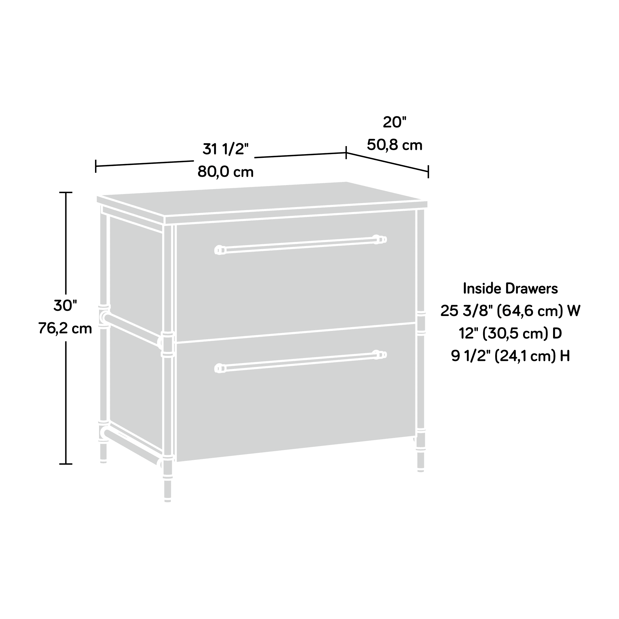 Sauder Iron City Industrial Interlocking 2 Drawer Lateral File Cabinet, Checked Oak Finish