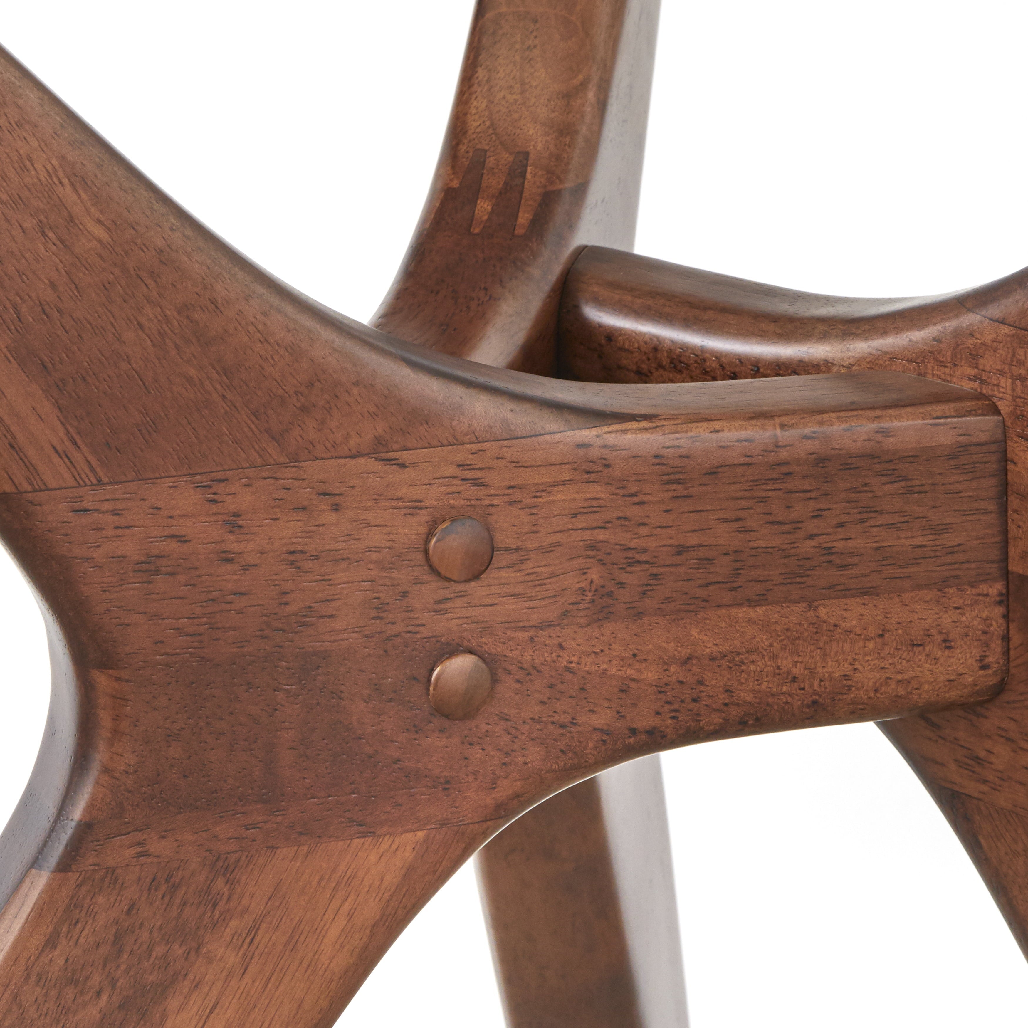 TMS Trita Round Dining Table, Walnut and Tempered Glass Top