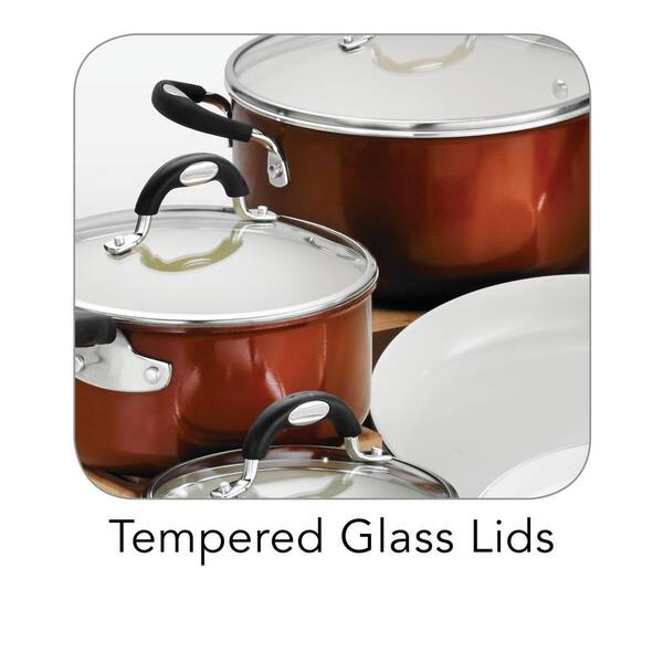 Style Ceramica 10-Piece Aluminum Ceramic Nonstick Cookware Set in Metallic Copper