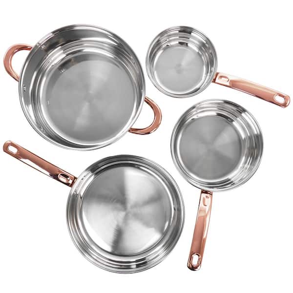 Ansonville 8-Piece Stainless Steel Cookware Set with Rose Gold Handles