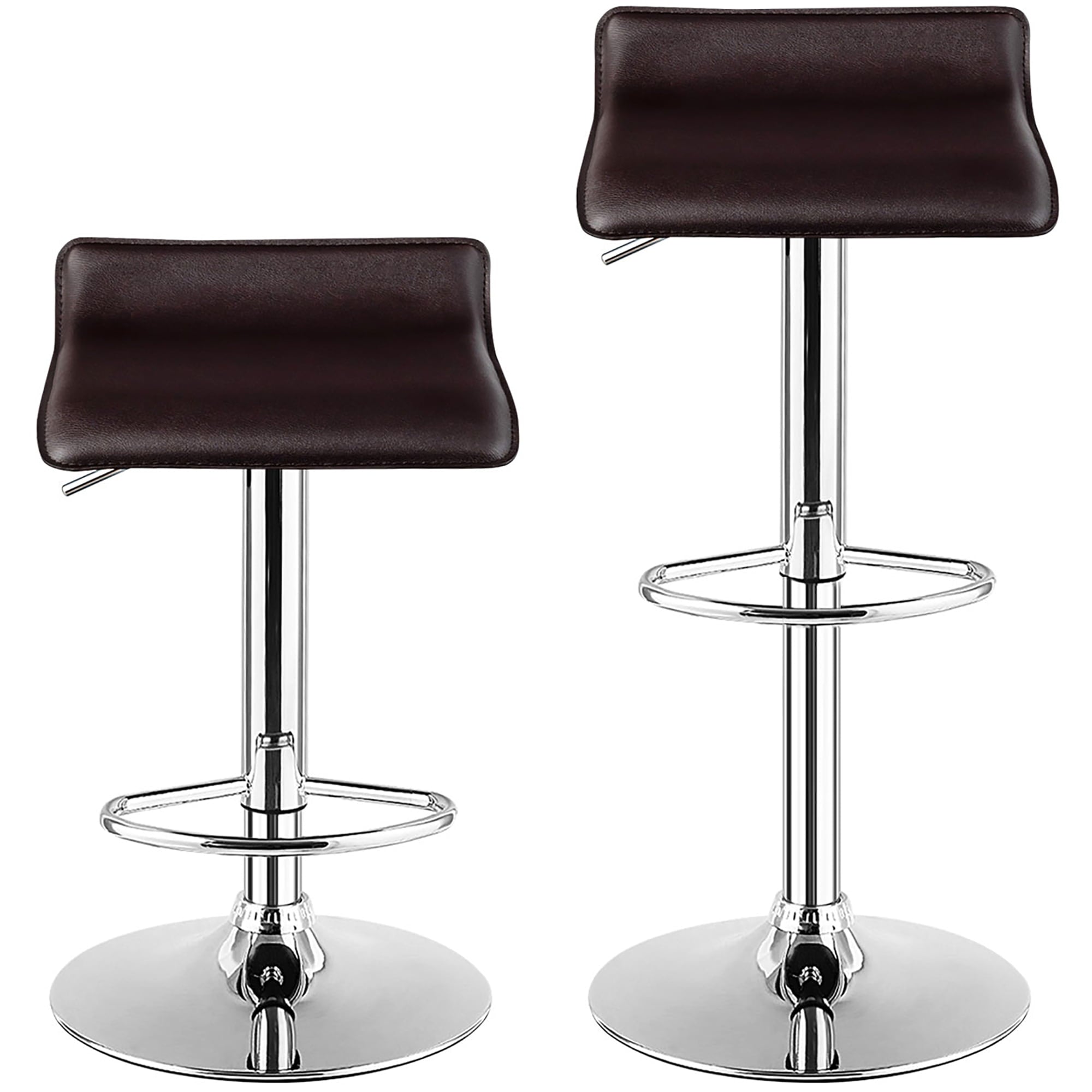 Costway Set of 2 Swivel Bar Stool PU Leather Adjustable Kitchen Counter Bar Chair Coffee