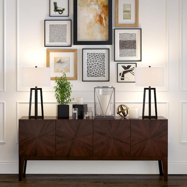 Helena 24 in. Blackened Bronze Table Lamp with Fabric Shade