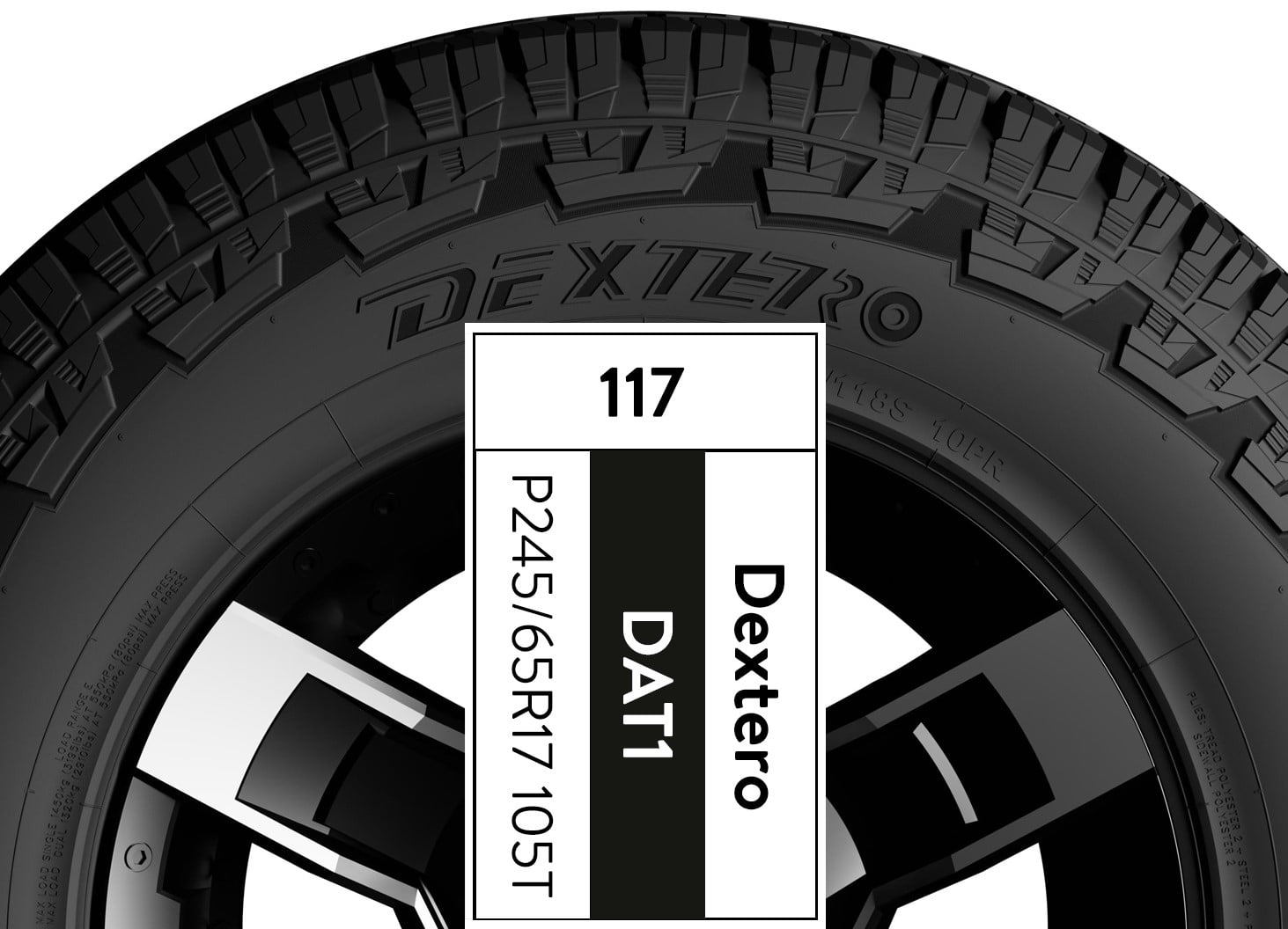 Dextero All Terrain DAT1 P245/65R17 105T Fits: 2004 Jeep Grand Cherokee Overland, 2019 Jeep Cherokee Trailhawk Elite