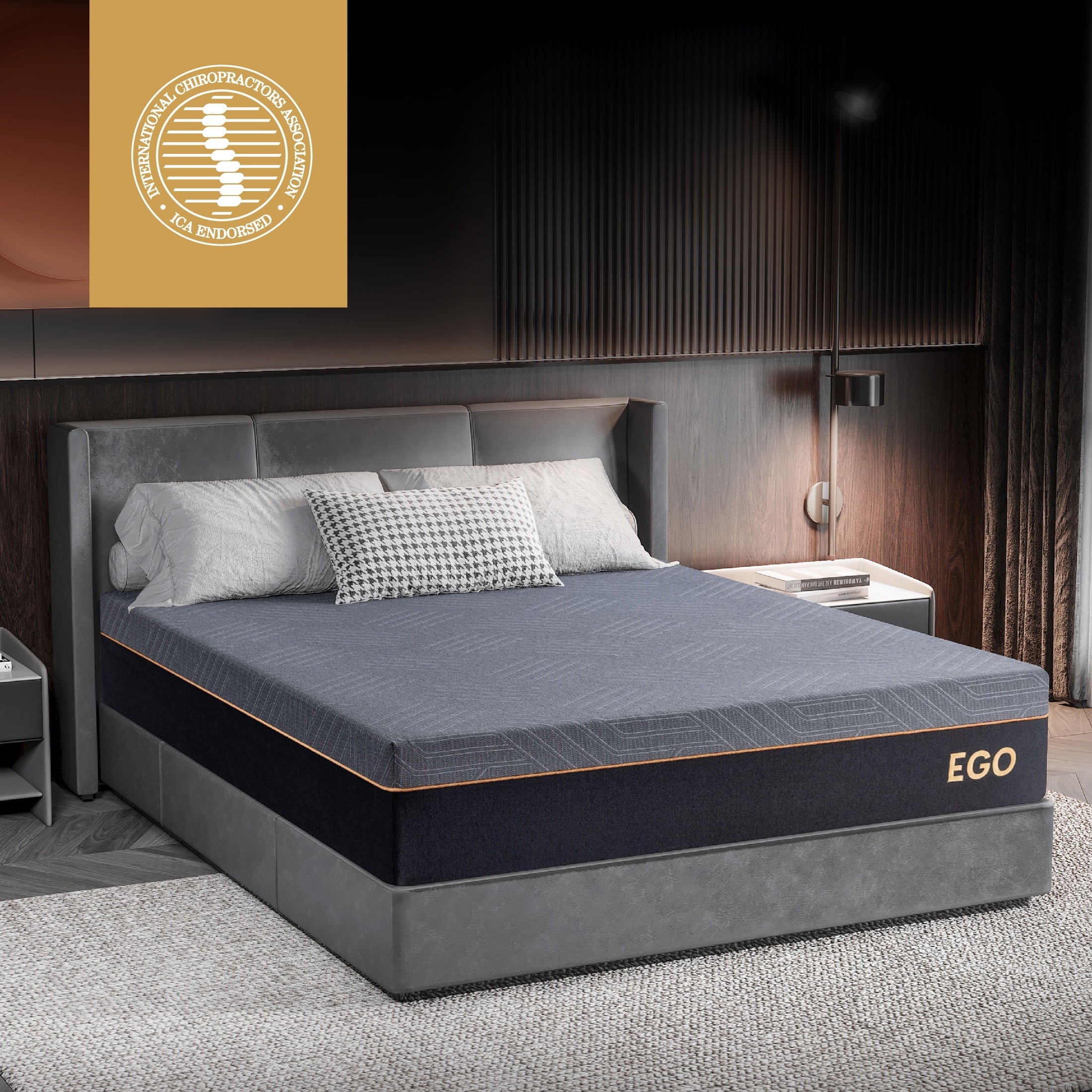 Ego Black 12 inch Queen Mattress in a Box, Cooling Gel Memory Foam Mattress, Medium