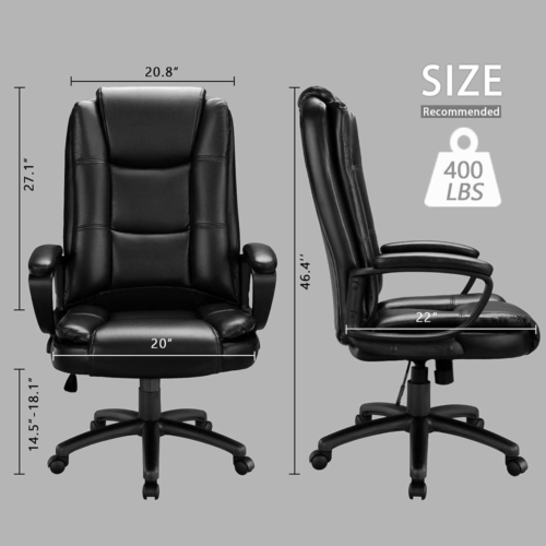 Heavy Duty Leather Office Rolling Computer Chair High Back Executive Desk Black