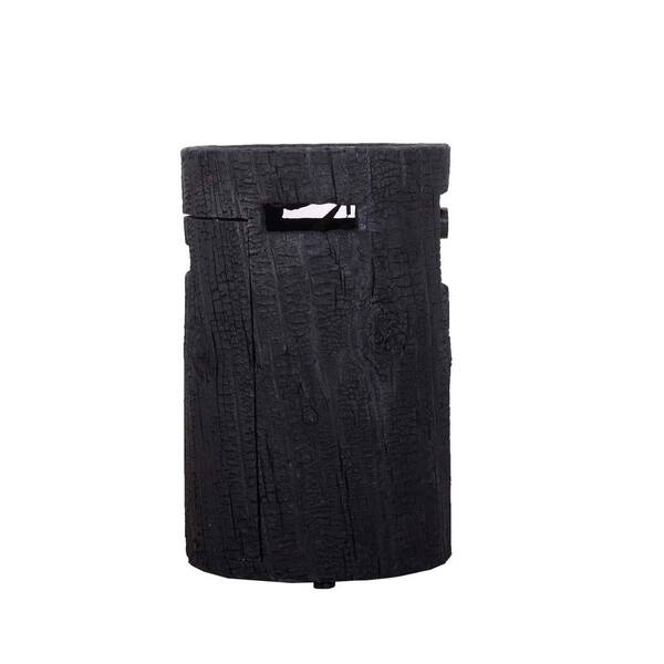 Black Round Stone Fire Pit Table with Waterproof Cover