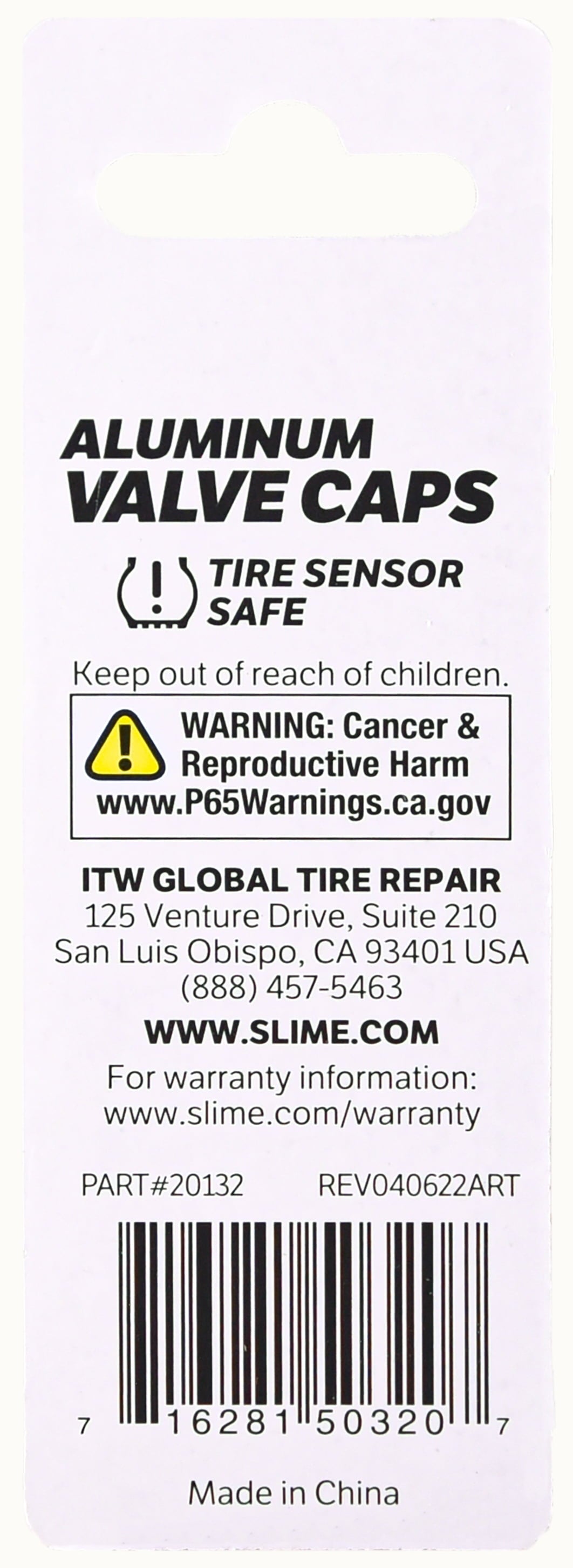 Slime Custom Series Black Anodized Metal Valve Caps, 20132