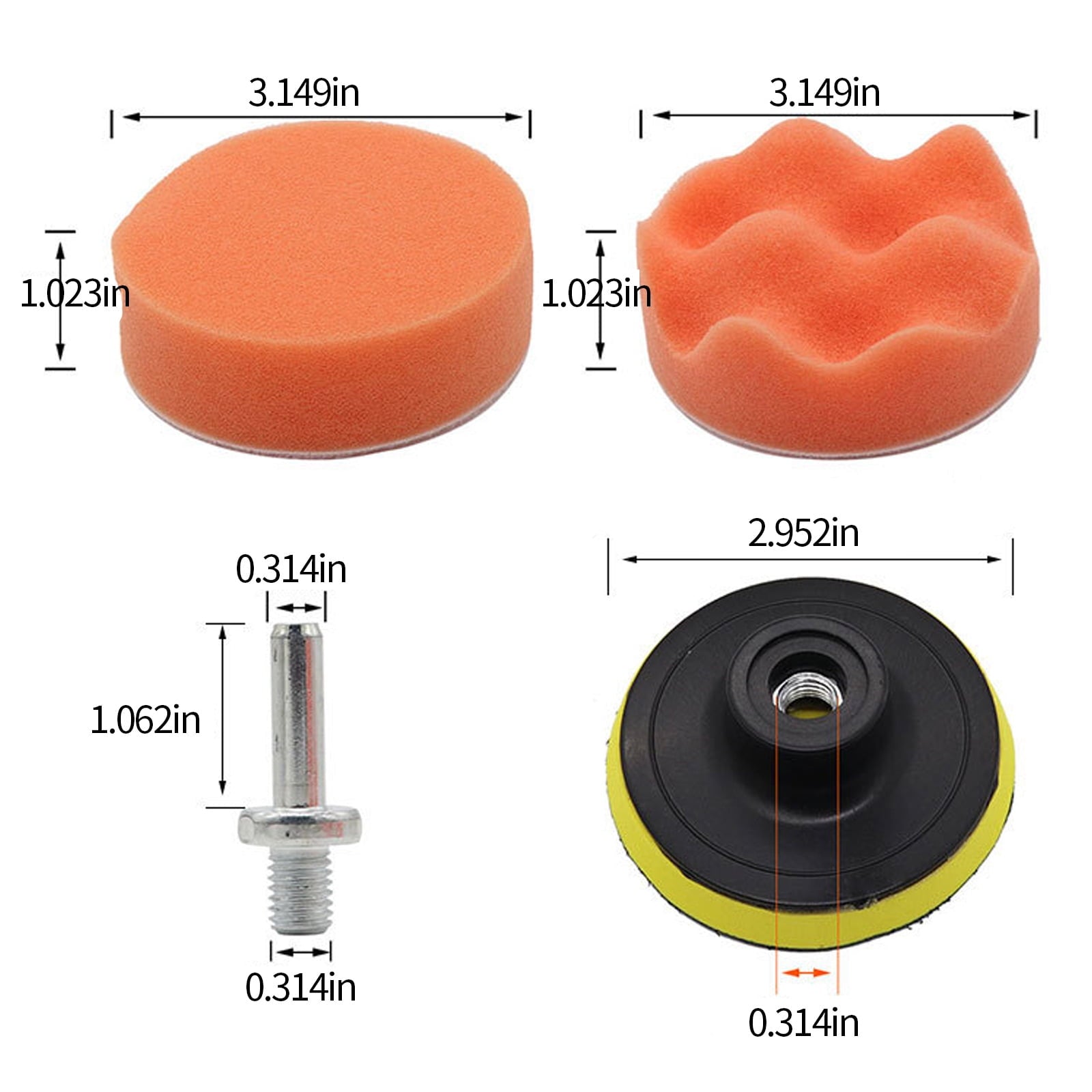 22 PCS Car Foam Drill Polishing Pad Kit, include 16 detailing sponges, 2 wool buffer pads, 2 drill adapters and suction cups, ideal for car sanding, polishing