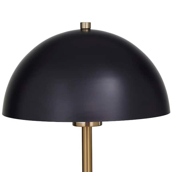 28 in. Black Metal Umbrella Style Task and Reading Desk Lamp with Marble Base