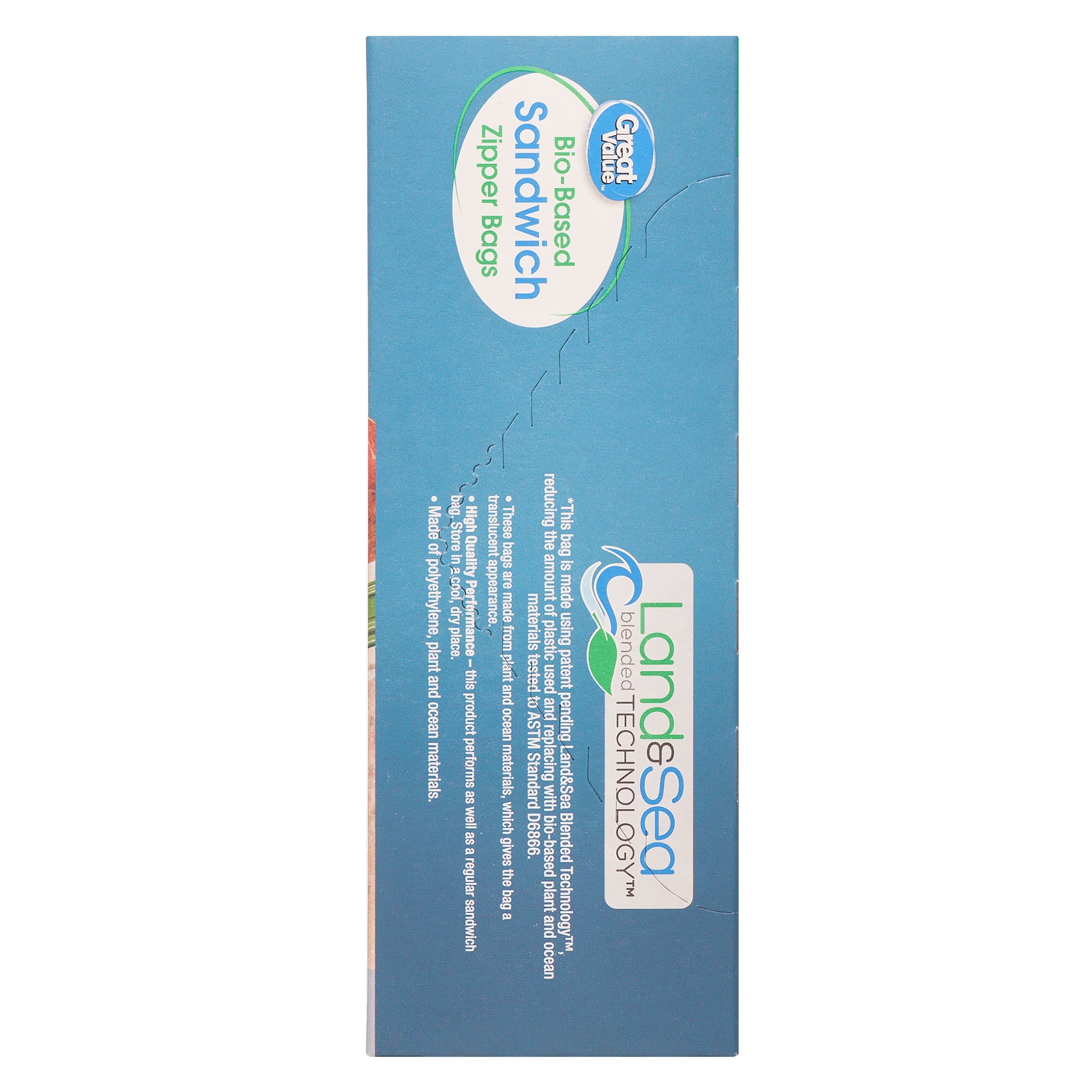 Great Value Reclosable Sandwich Bags, Made with Bio-Based Materials, 50ct