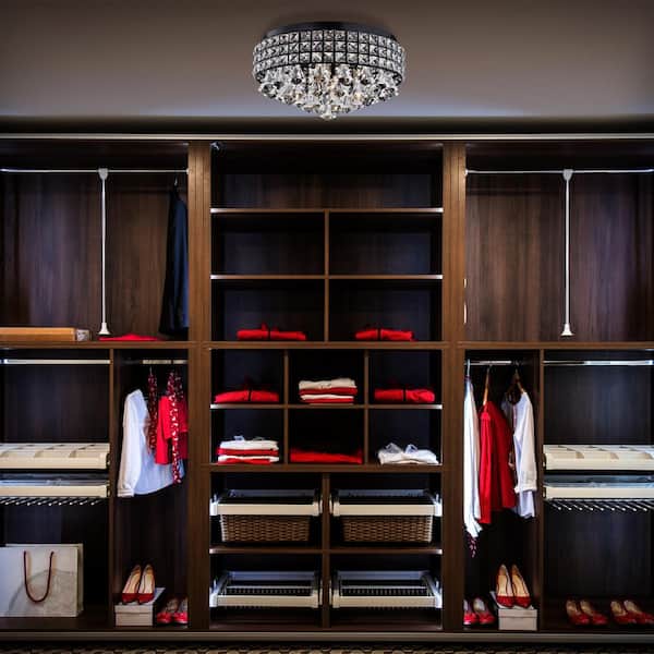 Alyvia 15 in. 4-Light Modern Antique Black Glam Drum Crystal Flush Mount