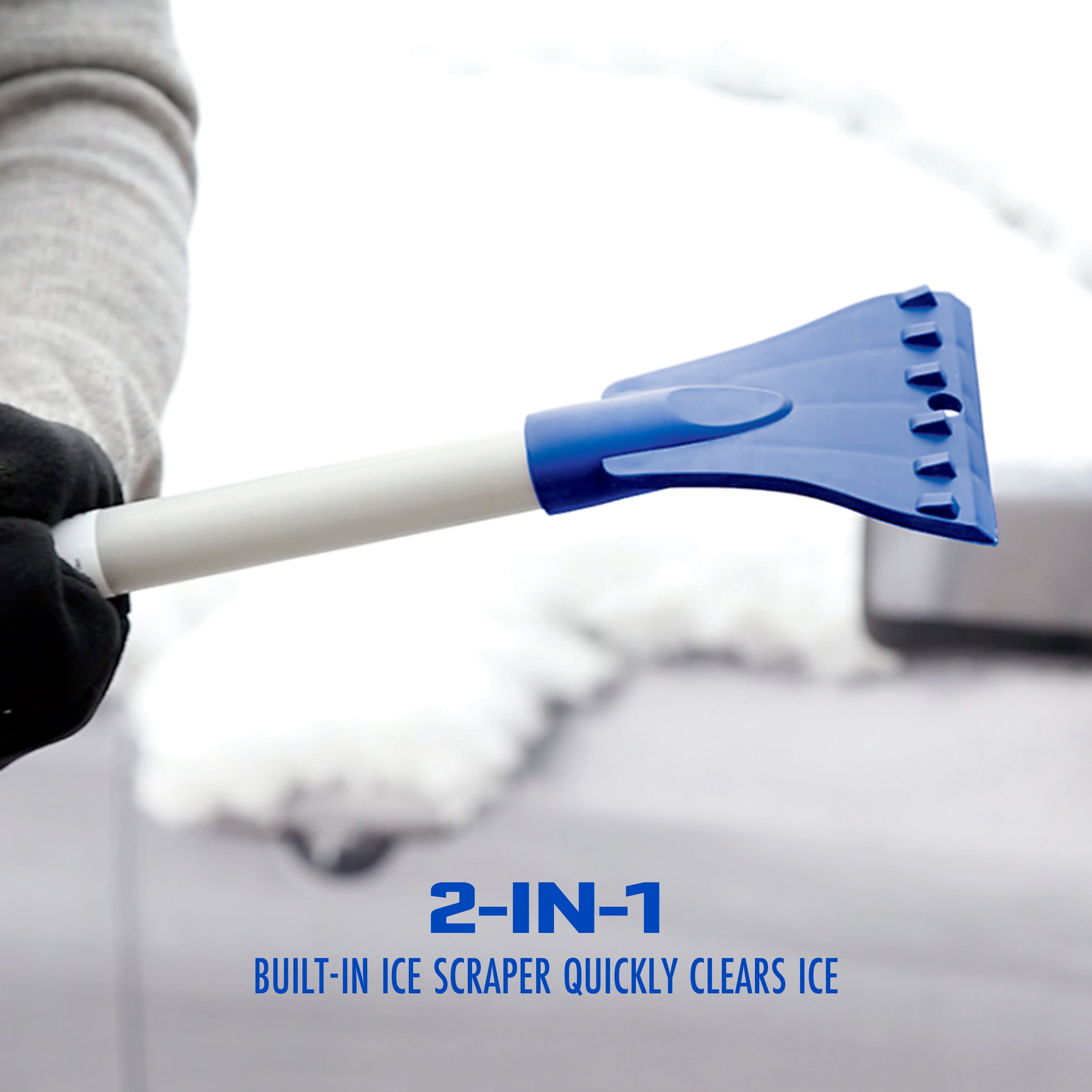 Snow Joe 2-in-1 Telescoping Snow Broom + Ice Scraper, 18-inch Foam Head