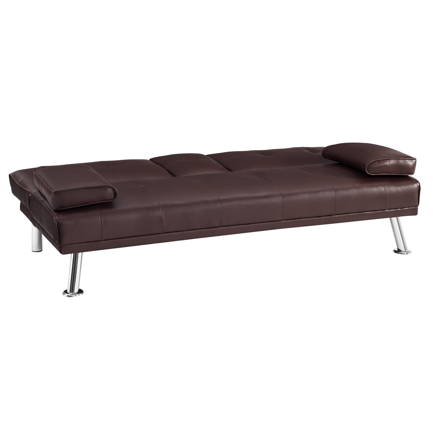 Futon Sofa with Armrest and Cupholders by Naomi Home-Color:Espresso