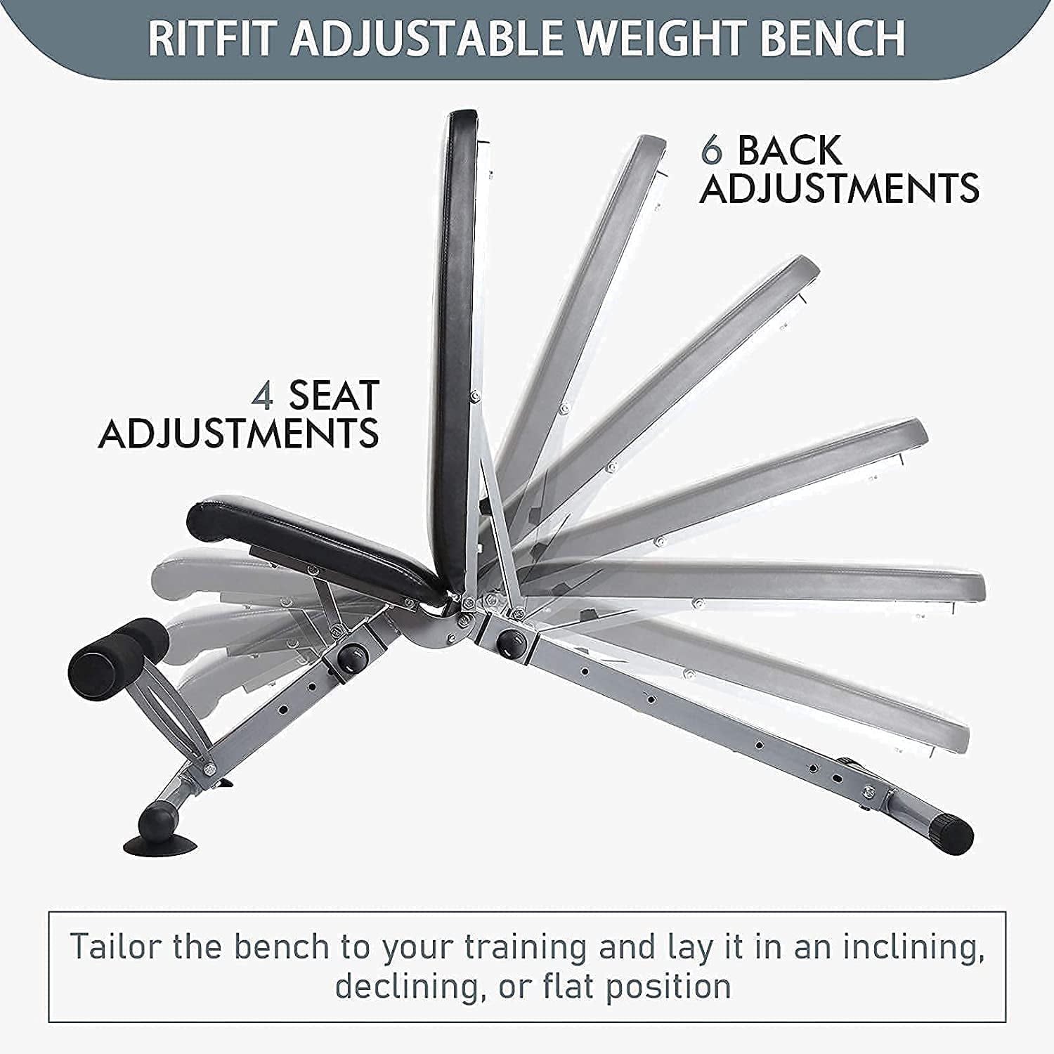 RitFit 1000LB Capacity Power Cage Rack with Adjustable Weight Bench, Lat Pull Down System with J-Cups, Dip Bars and Other Attachments